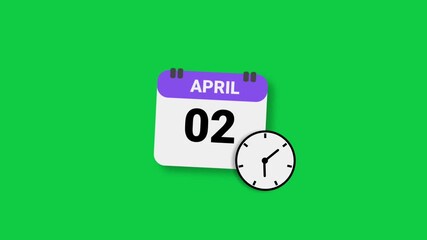 April month 2 date calendar icon animation. simple calendar design concept background animation 4k video.
