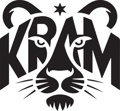 Kram logo with stylized big cat head