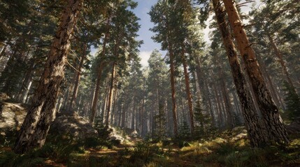 Obraz premium Sunlight filled forest path