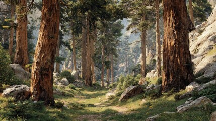 Forest path sunlight