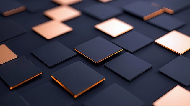 A close-up, abstract view of a grid of squares, alternating between dark blue and copper, with a shallow depth of field.