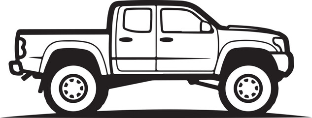 Off-Road SUV Illustration in Black and White
4x4 Truck Vector Art with Big Tires
Rugged Off-Road Vehicle Graphic Design