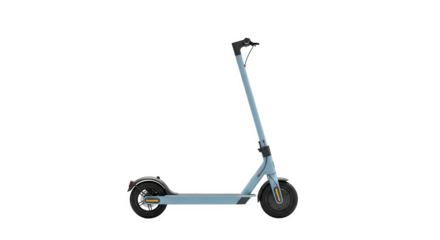 Modern electric scooter in light blue isolated on transparent background