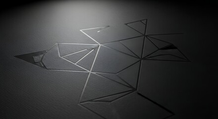 Geometric abstract bird shape embossed on textured surface