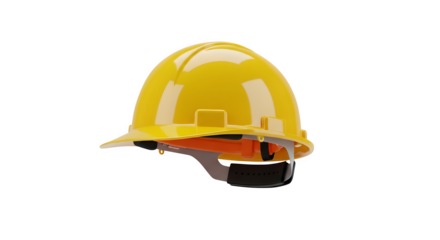Yellow hard hat for construction work isolated on transparent background