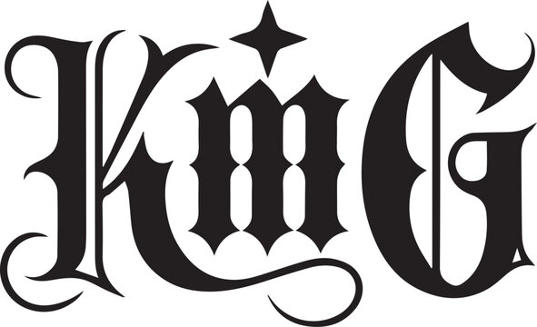 Kmg blackletter logo with star