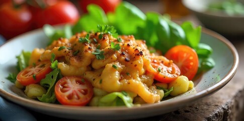 Close-up of a nutritious and delicious meal prepared for a new mother; healthy ingredients, vibrant colors, nourishing food for postpartum recovery , grains, recipe