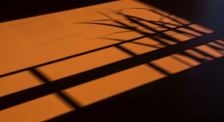Warm Orange Geometric Surface Bathed in Sunlight with Dynamic Shadows