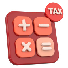 Fototapeta premium 3D Tax Icon Illustration with Calculator and Finance Elements.