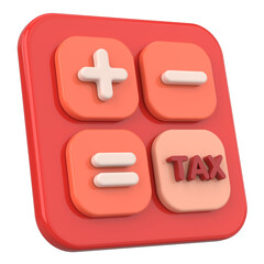 Obraz premium 3D Tax Icon Illustration with Calculator and Finance Elements.