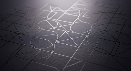 Geometric Pattern with Silver Lines on Dark Textured Surface