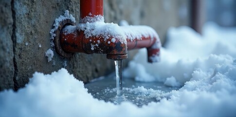 Frozen pipes bursting in winter's icy grip, revealing damage and water leakage Repair needed Cold weather plumbing emergency , ice, plumbing, cracked pipe