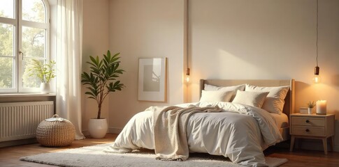 Serene bedroom, softly lit, prepared for a new arrival Cozy nursery d?cor, comfortable furniture, and calming colors create a peaceful atmosphere for rest and relaxation , arrival, expectant