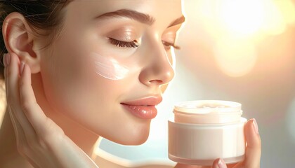 Woman Applying Moisturizer for Radiant Skin and a Healthy Complexion.