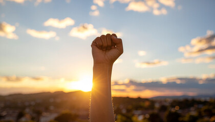 Human Rights Day Protester Fist Silhouette