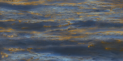 Deep blue marble with vibrant golden veins, featuring dynamic textures, high gloss, and luxurious contrasts, ideal for elegant interior designs.