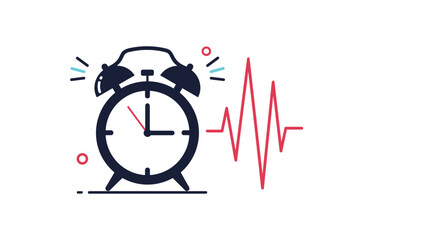 Alarm clock ringing with sound waves emanating, symbolizing urgency or a wake-up call.