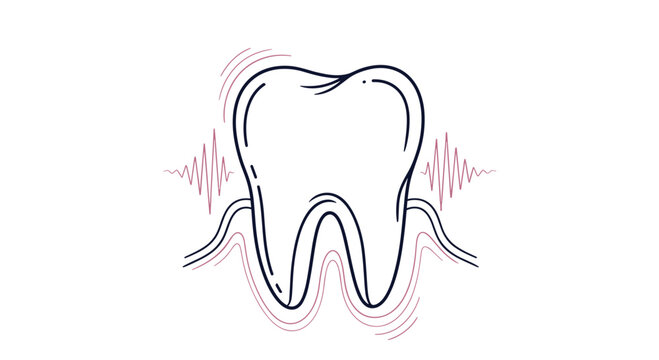 Illustration of a tooth showing vibrations with sound waves originating from the sides.
