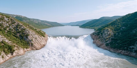 Waterfall is flowing into a lake
