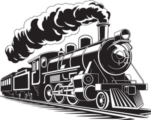 Steam Locomotive Train Silhouette Vector on White Background