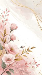 Fototapeta premium Blush & Champagne Painterly Strokes on Off-White. Delicate painterly blush and champagne strokes on off-white—clean, elegant poster background for beauty branding.