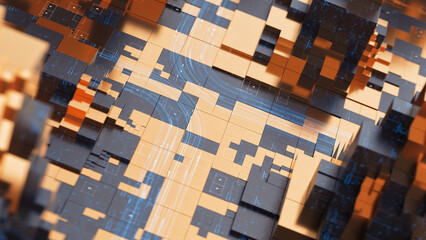 Complex visual metaphor for high-tech infrastructure, financial networks