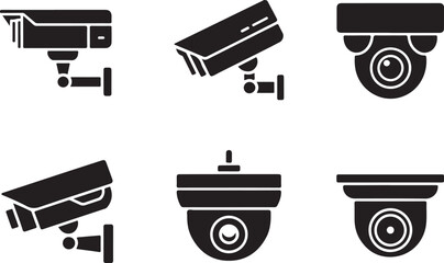 set of Security camera vector silhouette illustration