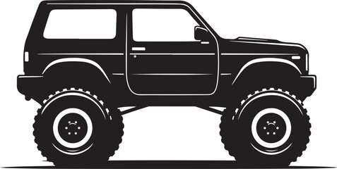 Off-Road SUV Illustration in Black and White
4x4 Truck Vector Art with Big Tires
Rugged Off-Road Vehicle Graphic Design