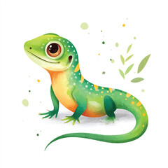 Fototapeta premium Cute Cartoon Lizard Watercolor Illustration
