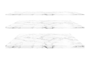 marble shelves isolated on white background.