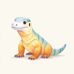 Naklejka premium Cute Cartoon Lizard Watercolor Illustration