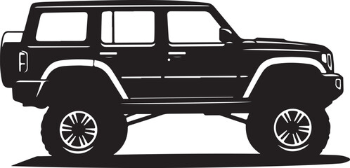 Off-Road SUV Illustration in Black and White
4x4 Truck Vector Art with Big Tires
Rugged Off-Road Vehicle Graphic Design