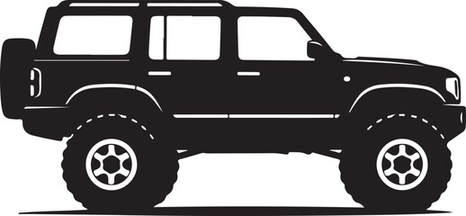 Off-Road SUV Illustration in Black and White
4x4 Truck Vector Art with Big Tires
Rugged Off-Road Vehicle Graphic Design