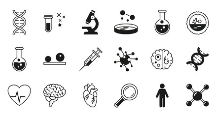 Discover the building blocks of life with this stunning collection of science and medical icons, perfect for modern design projects.