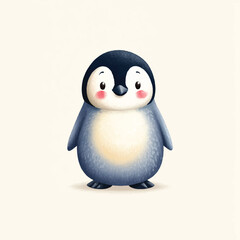 Fototapeta premium Cute Cartoon Penguin Illustration with Adorable Rosy Cheeks