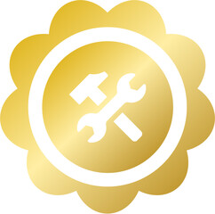 Gold tools wrench settings icon for Lunar New Year maintenance