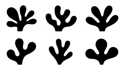 Six abstract organic shapes isolated on white background