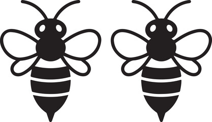 Honey bee icon vector silhouette