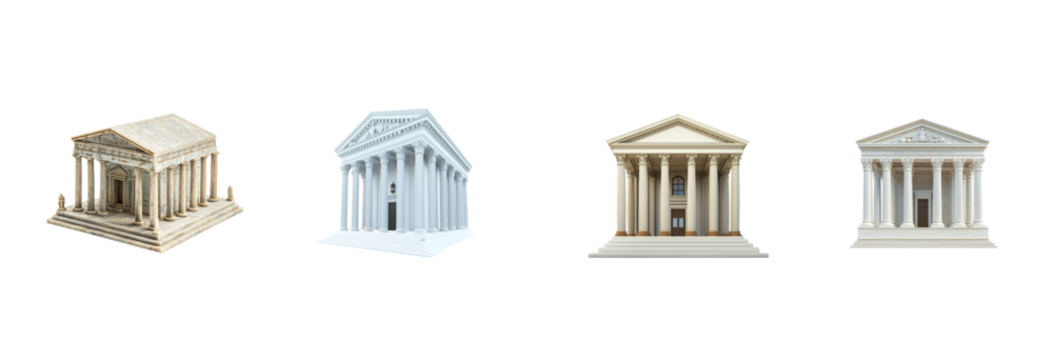 Collection of Museum isolate on transparent background