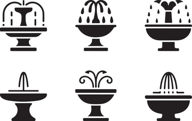 Fountain icon vector silhouette illustration isolated on white background  