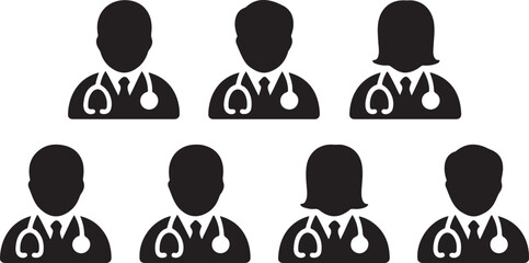 Doctor with stethoscope icon silhouette illustration  