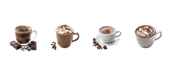 Collection of Hot Chocolate isolate on transparent background