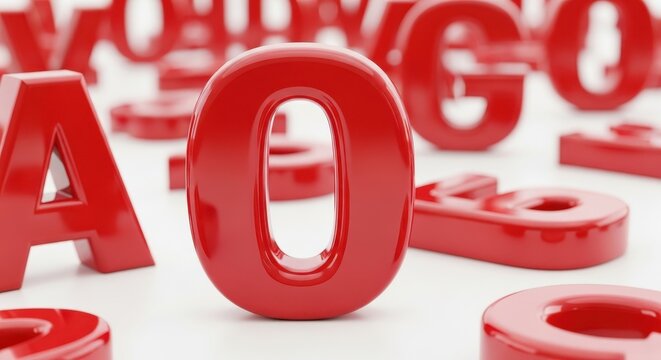 Bold red alphabets arrangement casting shadows in a light studio setup with zero focus - Powered by Adobe