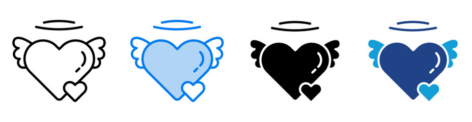 Heart icon set multiple style collection