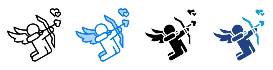 Cupid icon set multiple style collection