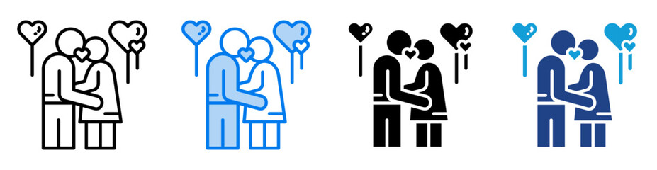 Kiss icon set multiple style collection