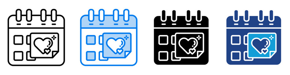 Calendar icon set multiple style collection