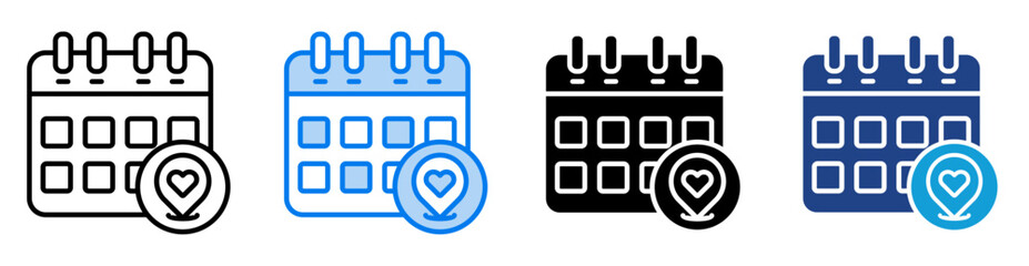 Date icon set multiple style collection