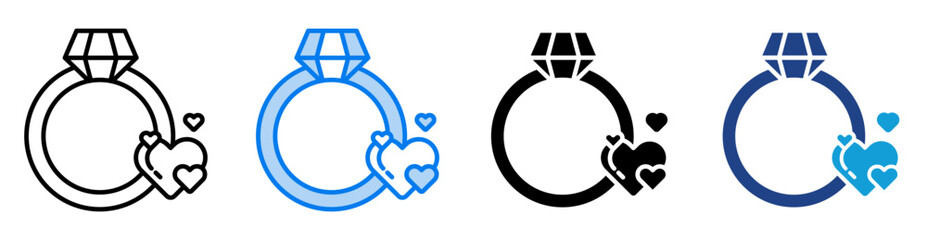 Ring icon set multiple style collection