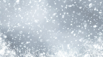 Fototapeta premium Realistic falling snow with white flakes in the air. Snowy texture on white background for creating winter mood, overlays, or festive effects. Stock Illustration